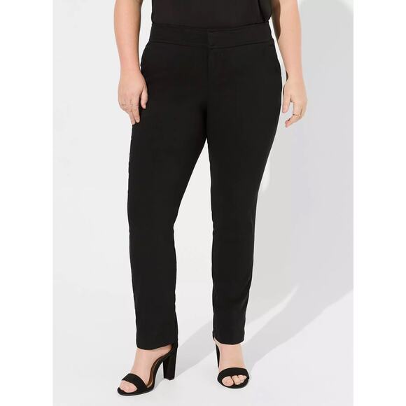 Torrid Trouser Straight Deluxe Stretch Mid-Rise Pants Black Size 16 R Women's - Picture 1 of 8